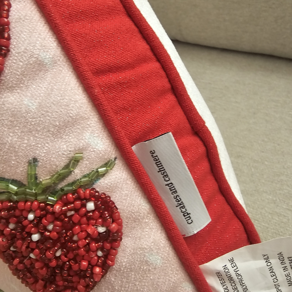 cupcakes & cashmere Heart Pillow with Red and Pink Strawberries - Picture 5 of 5